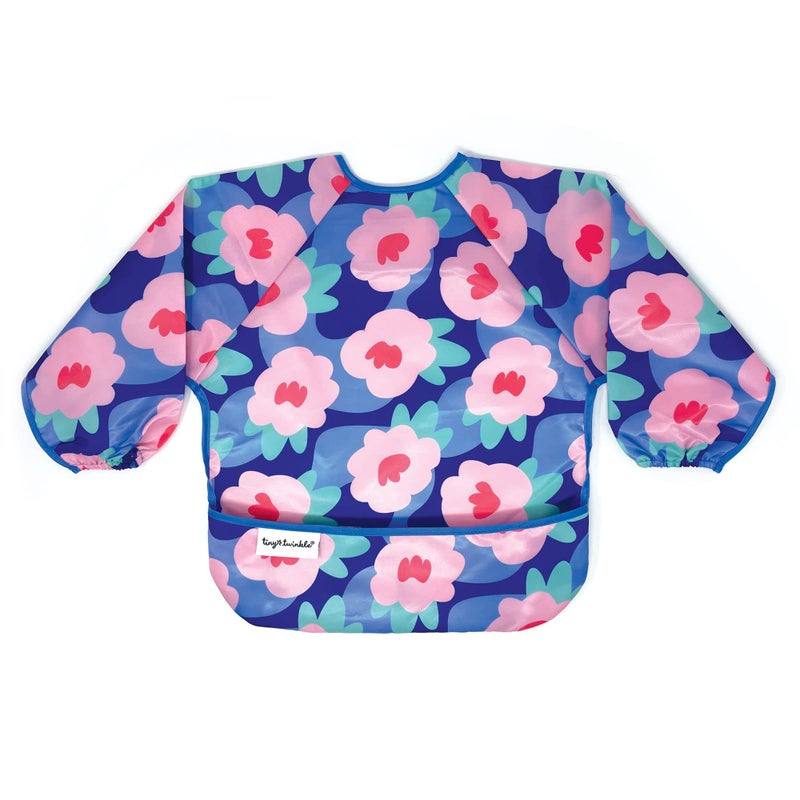 Tiny Twinkle Long Sleeve Bib for Babies & Toddlers - Waterproof Smock Bib for Eating - Machine Washable & Mess-Proof, Baby Feeding Essential & Shower Must-Have(Floral Blue, 6-24M) - Image 4
